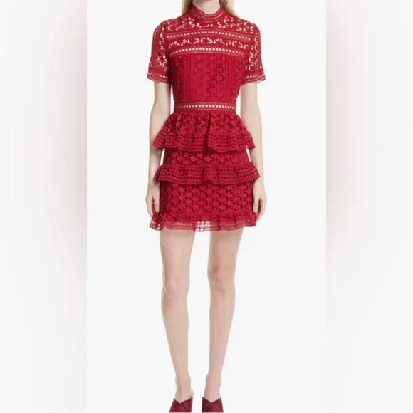 Self-Portrait Dresses Selfportrait Red Star Lace Mini Dress
